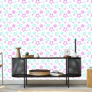 Papier Peint Pour Enfants - Etoiles Bleues Et Roses – Image 5