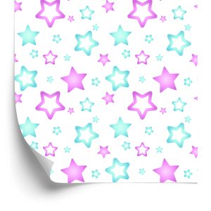Papier Peint Pour Enfants - Etoiles Bleues Et Roses – Image 2