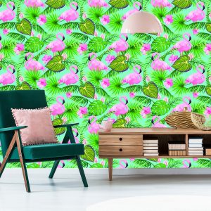 Papier Peint Fleurs De Flamants Roses Et Feuilles Tropicales – Image 6