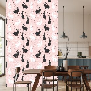 Papier Peint Pour Les Enfants - Lapins Noirs Et Blancs Parmi Les Étoiles – Image 4