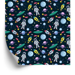 Papier Peint Pour Les Enfants - Planètes Astronautes Fusées Et Ovni – Image 2