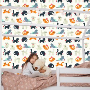 Papier Peint Pour Les Enfants - Lovely Cats - Style Scandinave – Image 7