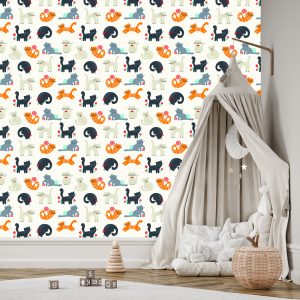 Papier Peint Pour Les Enfants - Lovely Cats - Style Scandinave – Image 3