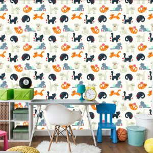 Papier Peint Pour Les Enfants - Lovely Cats - Style Scandinave – Image 4