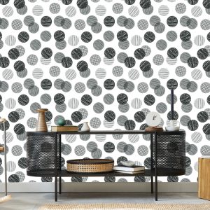Papier Peint Gros Pois Gris Dessinés À La Main – Image 5