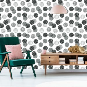 Papier Peint Gros Pois Gris Dessinés À La Main – Image 6
