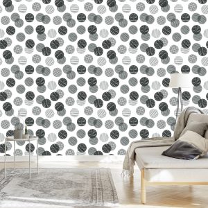 Papier Peint Gros Pois Gris Dessinés À La Main – Image 3