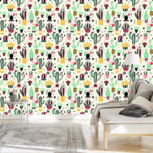 Papier Peint Pour Les Enfants - Cactus Style Scandinave – Image 3