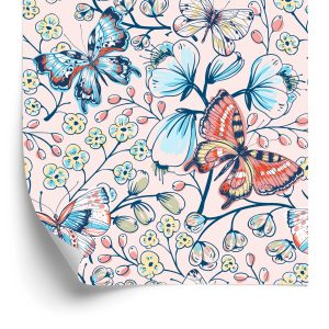 Papier Peint Pour Les Enfants - Papillons Et Fleurs Colorés – Image 2