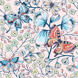 Papier Peint Pour Les Enfants - Papillons Et Fleurs Colorés – Image 1