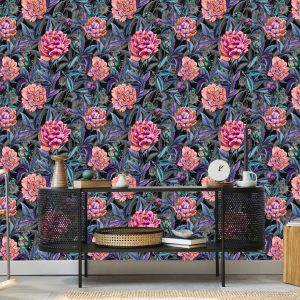 Papier Peint Belles Pivoines En Fleurs Colorées Peintes À L'aquarelle – Image 5