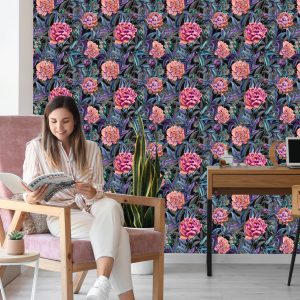 Papier Peint Belles Pivoines En Fleurs Colorées Peintes À L'aquarelle – Image 7