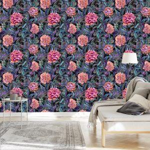 Papier Peint Belles Pivoines En Fleurs Colorées Peintes À L'aquarelle – Image 3