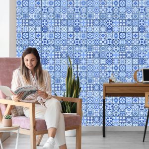 Papier Peint Belle Mosaïque Orientale Bleue – Image 7