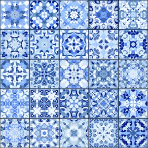 Papier Peint Belle Mosaïque Orientale Bleue – Image 1