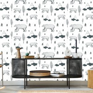 Papier Peint Pour Les Enfants - Ours, Arbres Et Montagnes – Image 5