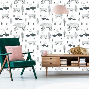 Papier Peint Pour Les Enfants - Ours, Arbres Et Montagnes – Image 6