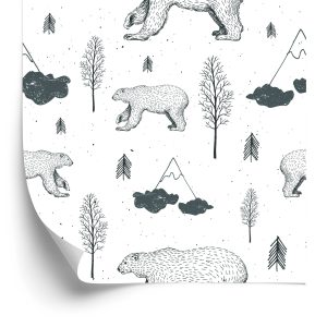 Papier Peint Pour Les Enfants - Ours, Arbres Et Montagnes – Image 2
