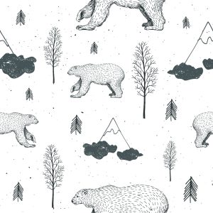 Papier Peint Pour Les Enfants - Ours, Arbres Et Montagnes – Image 1