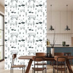 Papier Peint Pour Les Enfants - Ours, Arbres Et Montagnes – Image 4