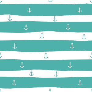 Papier Peint Rayures Et Ancres Turquoise – Image 1