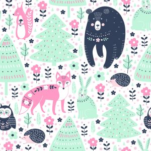 Papier Peint Pour Les Enfants - Animaux De La Forêt – Image 1