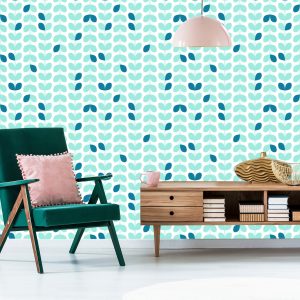 Papier Peint Feuilles Turquoise De Style Scandinave – Image 6