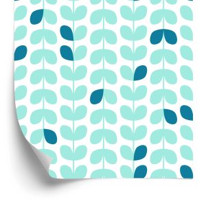 Papier Peint Feuilles Turquoise De Style Scandinave – Image 2