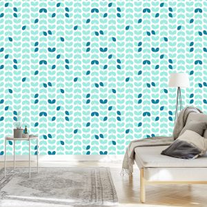Papier Peint Feuilles Turquoise De Style Scandinave – Image 3