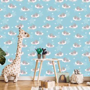 Papier Peint Pour Les Enfants - Éléphants Endormis Dans Les Nuages – Image 5