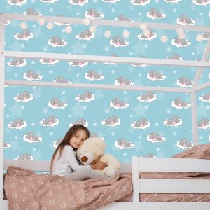 Papier Peint Pour Les Enfants - Éléphants Endormis Dans Les Nuages – Image 7