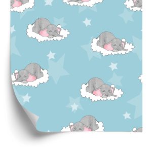 Papier Peint Pour Les Enfants - Éléphants Endormis Dans Les Nuages – Image 2