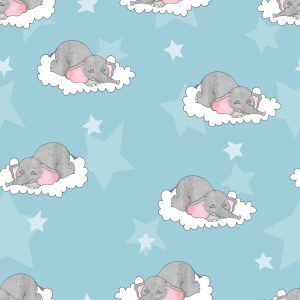 Papier Peint Pour Les Enfants - Éléphants Endormis Dans Les Nuages – Image 1