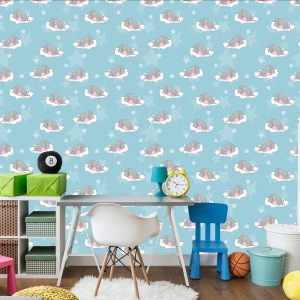 Papier Peint Pour Les Enfants - Éléphants Endormis Dans Les Nuages – Image 4
