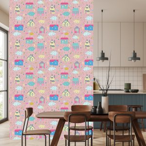 Papier Peint Pour Les Enfants - Maisons Parmi Les Nuages ​​Et Les Étoiles – Image 4