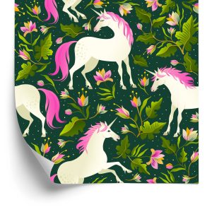 Papier Peint Pour Les Enfants - Licornes Parmi Les Plantes – Image 2