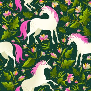 Papier Peint Pour Les Enfants - Licornes Parmi Les Plantes – Image 1
