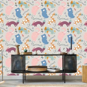 Papier Peint Pour Les Enfants - Joyeux Animaux Colorés – Image 5
