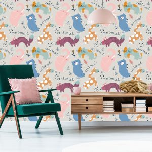Papier Peint Pour Les Enfants - Joyeux Animaux Colorés – Image 6