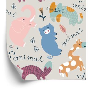 Papier Peint Pour Les Enfants - Joyeux Animaux Colorés – Image 2