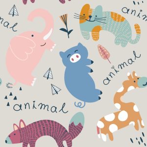 Papier Peint Pour Les Enfants - Joyeux Animaux Colorés – Image 1