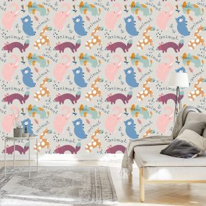Papier Peint Pour Les Enfants - Joyeux Animaux Colorés – Image 3