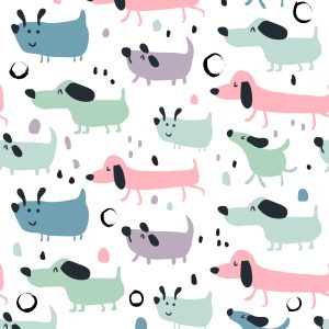 Papier Peint Pour Les Enfants - Chiens Heureux Colorés – Image 1