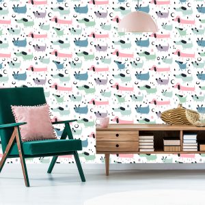 Papier Peint Pour Les Enfants - Chiens Heureux Colorés – Image 6
