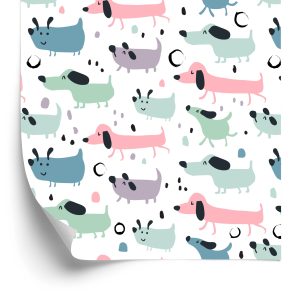 Papier Peint Pour Les Enfants - Chiens Heureux Colorés – Image 2