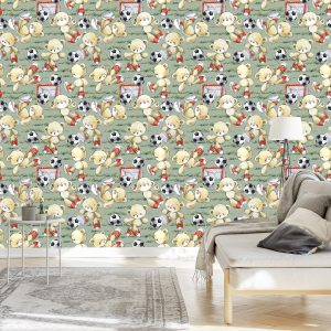 Papier Peint Pour Les Enfants - Adorables Nounours - Footballeurs – Image 3