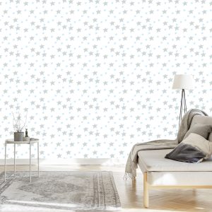 Papier Peint Pour Enfants - Etoiles Grises Et Bleues – Image 3