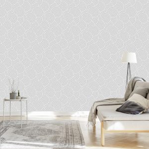 Papier Peint Rétro - Gris Tourbillonnant - Spirales Blanches – Image 3