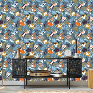 Papier Peint Pour Les Enfants - Chiens Heureux Et Plantes Tropicales – Image 5