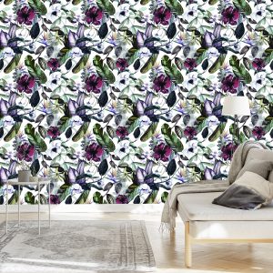 Papier Peint Feuilles De Fleurs Tropicales – Image 3